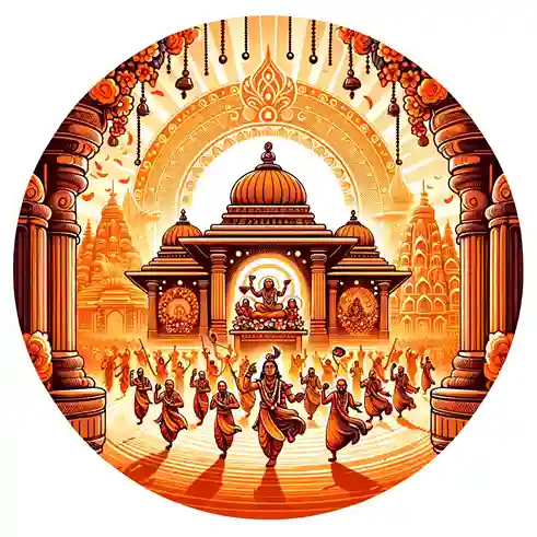 Moonlit temple for Pausha, Krishna Ekadashi. Hindu, Fasting.