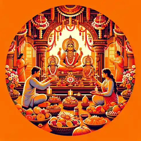 Riverbank scene for Margashirsha, Krishna Ekadashi. Hindu, Fasting.